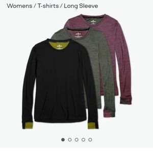 bombas merino/tencel long-sleeved tee (black, size small) new in bag, thumbholes